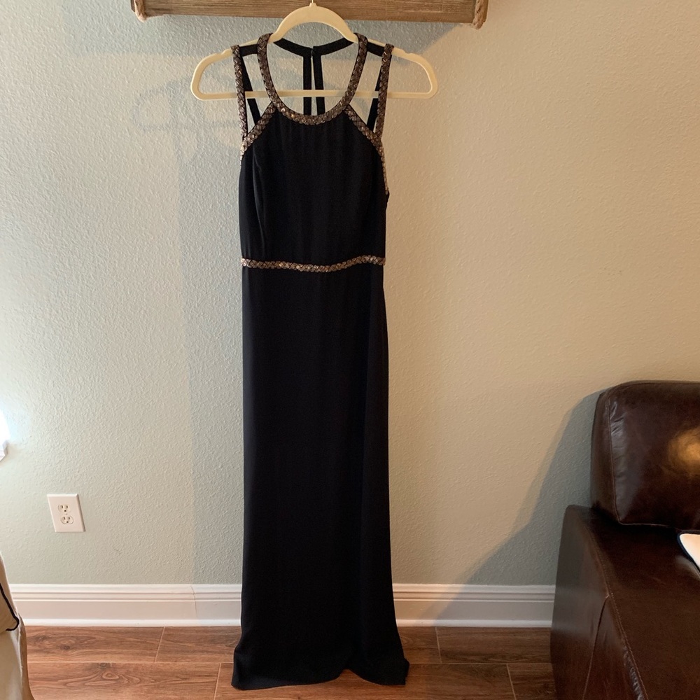 Ark & Co. Black & Gold Beaded Evening Dress